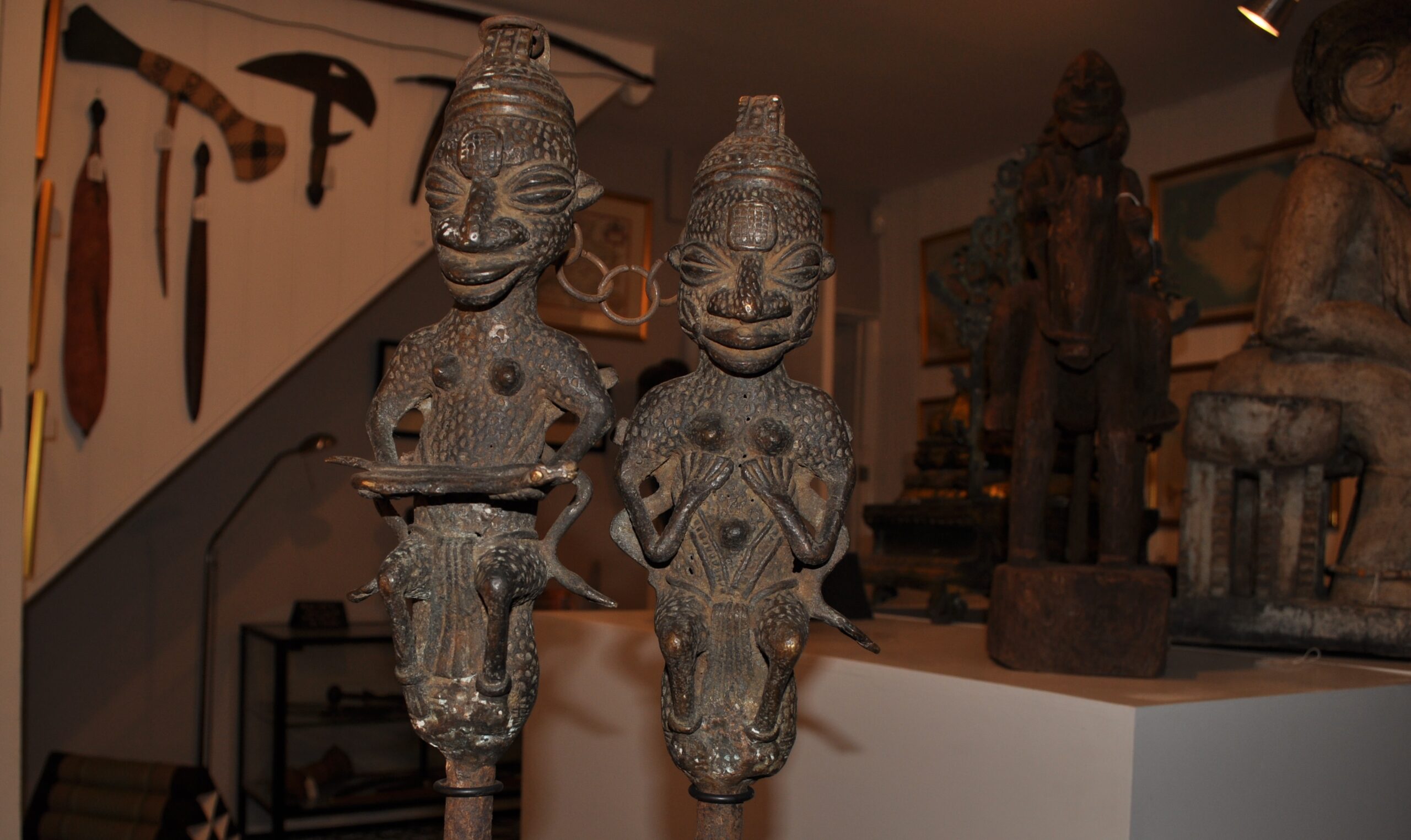Ogboni Yoruba sculptures at Wyle Cop Shrewsbury
