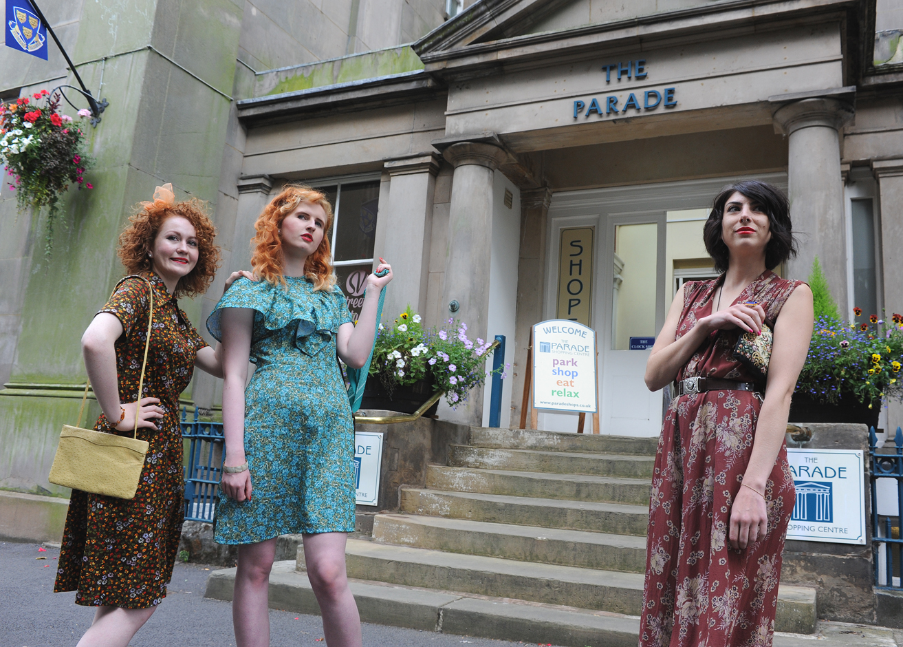 models outside the parade
