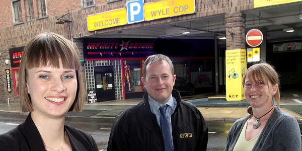 (L-R) Kirsten Henly BID Manager Steve Dey NCP Business Manager and Zoe Mortimer Shropshire Council
