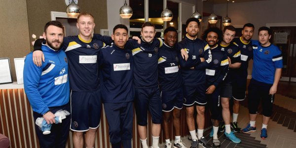 L to R - Andy Hodgen, Jack Grimmer, Kaiman Anderson, Andy Mangan, Larnell Cole, Nathantiel Knight-Percival, Junior Brown, James Wallace, Kyle Vassell & Chris Skitt
