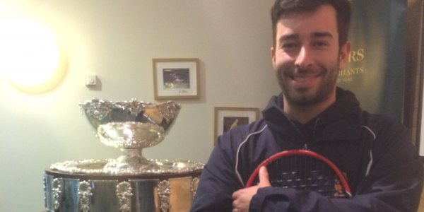 Mike Barton, head coach at Shrewsbury Lawn Tennis Club, pictured with the Davis Cup