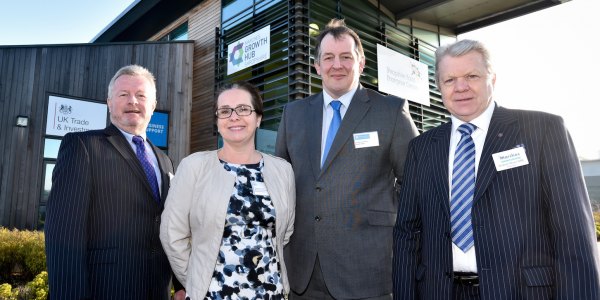 From left Chair of the Marches Growth Hub Paul Hinkins, Deputy Chair Marches LEP Mandy Thorn, Councillor Steve Charmley and LEP Chairman Graham Wynn
