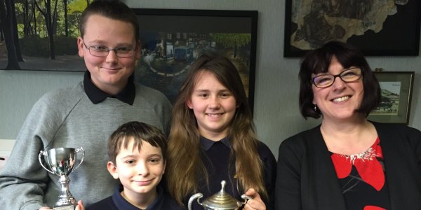 Joe Corn, George Corn, Sally Williams and head teacher Liz Dakin (2)