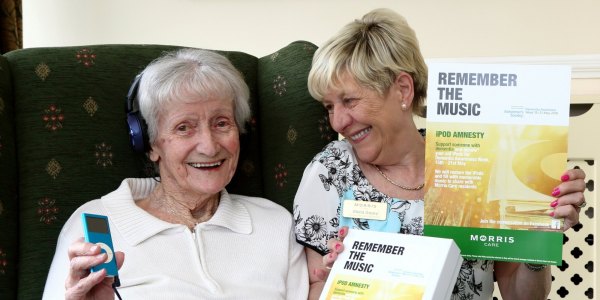 Rosalie Dent (left), resident ambassador at Radbrook Nursing Home supports iPod amnesty, with Gloria Gazey, social life co-ordinator