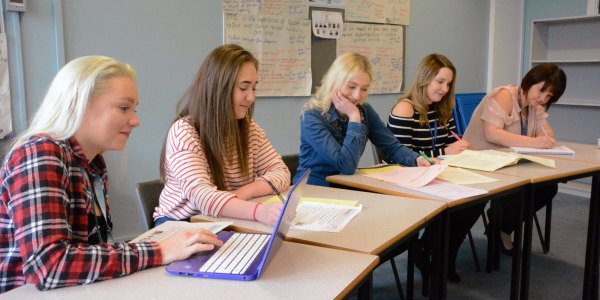 Access to HE - Health students 2 ( L-R Alexandra Malcolm, Francesca Shaw, Helen Jones, Joanne Beesty, Beth Shropshire)