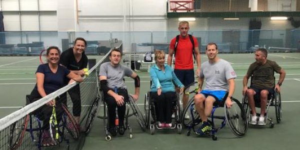 Kevin Drake with Shropshire Wheelchair Tennis group members
