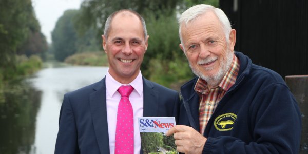 Shrewsbury and Newport Canals Trust chairman, Bernie Jones, with Robert Nicholas Financial Advisers director, Steve Graves