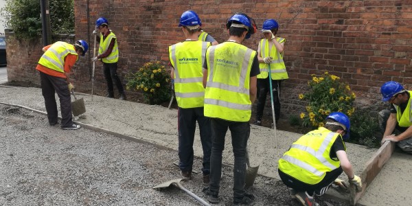 The Princes Trust volunteers at work at Hartlands care home at the Pave Aways supported project