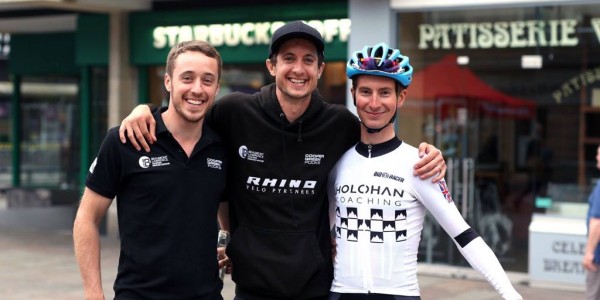 Brothers Tom Pook and Chris Pook, who both rider for Rhino Velo, with former UCI professional Liam Holohan.