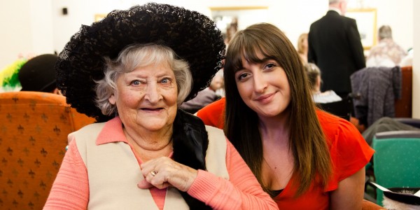 Resident Nancy Randell and Social Life Coordinator, Isobel Pitts, enjoying the afternoon