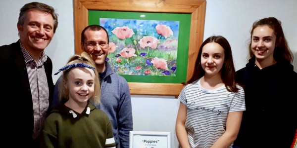 Matt Pattison, Lorraine’s husband, and children Emma, Katie and Lula with Dave Courteen, the managing director of The Shrewsbury Club
