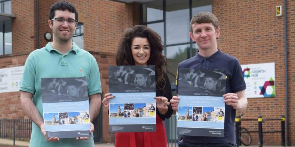 Left to right: Harrison Kennedy, Kelly Gardener and Rob Kerr - students and staff beginning the countdown.