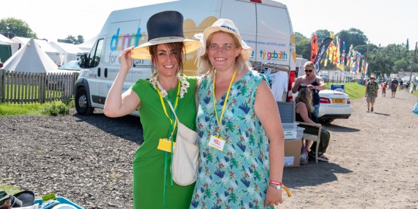 Hope House’s Shrewsbury shop Assistant Manager Samantha Robbins and volunteer Lucy Wall at this year’s Shrewsbury Folk Festival, which has raised more than £70,000 for the charity