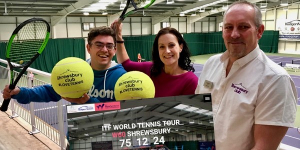 Beth Heath, director of fun for Shropshire Festivals, with, left, Simon Haddleton, The Shrewsbury Club’s director of tennis, and the club’s operations manager Richard Micklewright.
