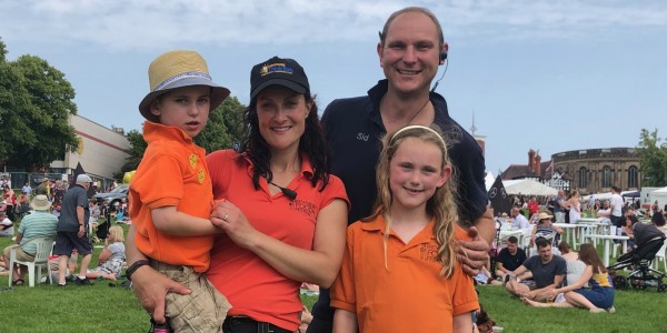 Shropshire Festivals owners Beth and Sid, with children Jessica and Jonathan at Shrewsbury Food Festival in 2019