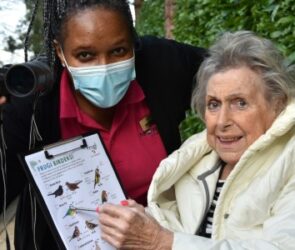 Morris Care Social Life Co-ordinator Mbali Madondo and Stretton Hall resident Marie Sherratt