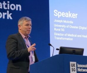 Joseph McArdle speaking at a UK 5G Innovation Network event.