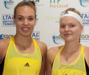 Pictured: Harriet Dart, right, who is currently second in the British women’s tennis rankings, with Freya Christie after they won a doubles title at The Shrewsbury Club in 2017. Picture: Richard Dawson Photography.