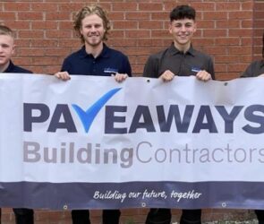 New Pave Aways' apprentices - Max Williams, Lloyd Hart, Charlie Lowe, Zoe Booth