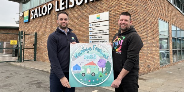 Vanlife Festival director Damien Jones (right) with Salop Leisure’s marketing manager Ed Glover.