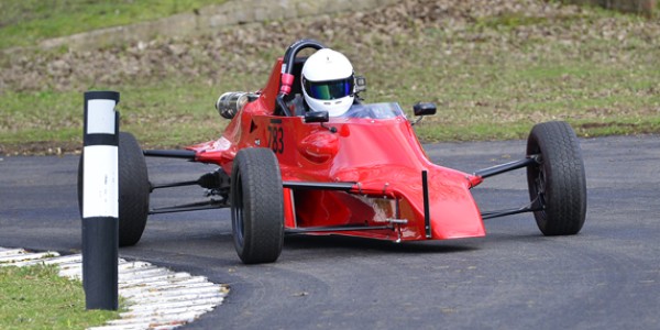 Tenbury Wells driver Lindsay Summers in her Van Diemen RF85 Formula Ford racing car.