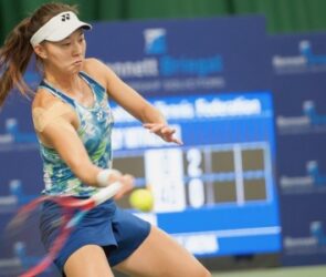 Lily Miyazaki in first round action at The Shrewsbury Club