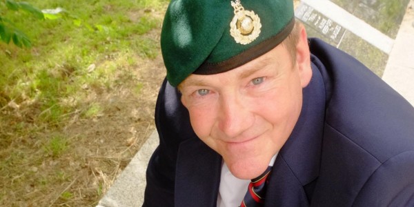 Royal Marine Dave Robb with his commemorative plaque