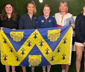 The Shropshire ladies team face the camera during the LTA Winter County Cup at The Shrewsbury Club.