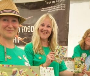 Left to right Daphne Du Cros, Ruth Martin and Janine Potter with the new Shropshire Good Food Trail guide at Shrewsbury Food and Drink Festival