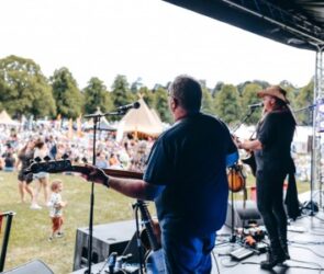 A band on stage at Shrewsbury Food Festival