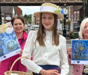 Clare Wells from Shropshire Festivals, actor Bea Baker who will be on the trail, and Cllr Ellen Moore - the mayor of Shifnal