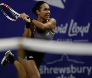 Heather Watson in first round action at The Shrewsbury Club