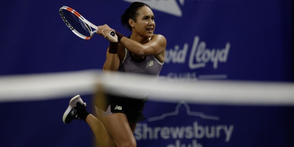 Heather Watson in first round action at The Shrewsbury Club