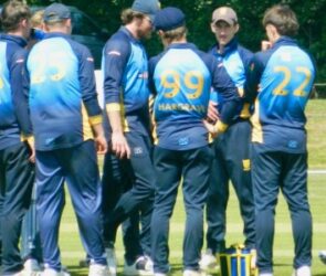 Shropshire players after taking a Staffordshire wicket
